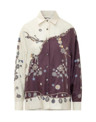 [해외직구] 26FW 베르사체 블라우스 10256861A18682 5R880 BURGUNDY WHITE GOLD