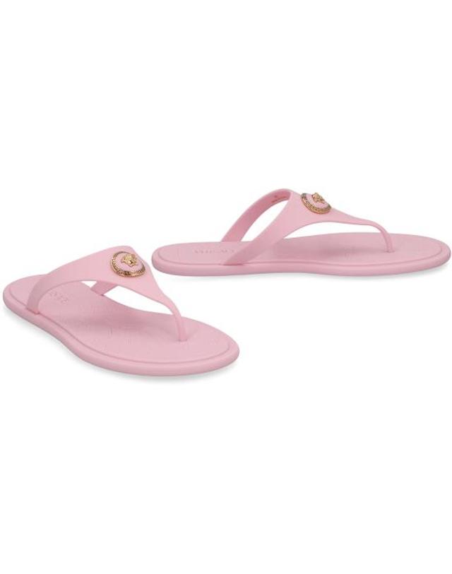 베르사체 [해외직구] 26SS 베르사체 알리아 러버 플랫 샌들 1016248 1A109831PS1V PINK 착용컷