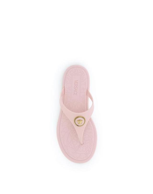 베르사체 [해외직구] 26SS 베르사체 알리아 러버 플랫 샌들 10162481A10983 PINK 착용컷