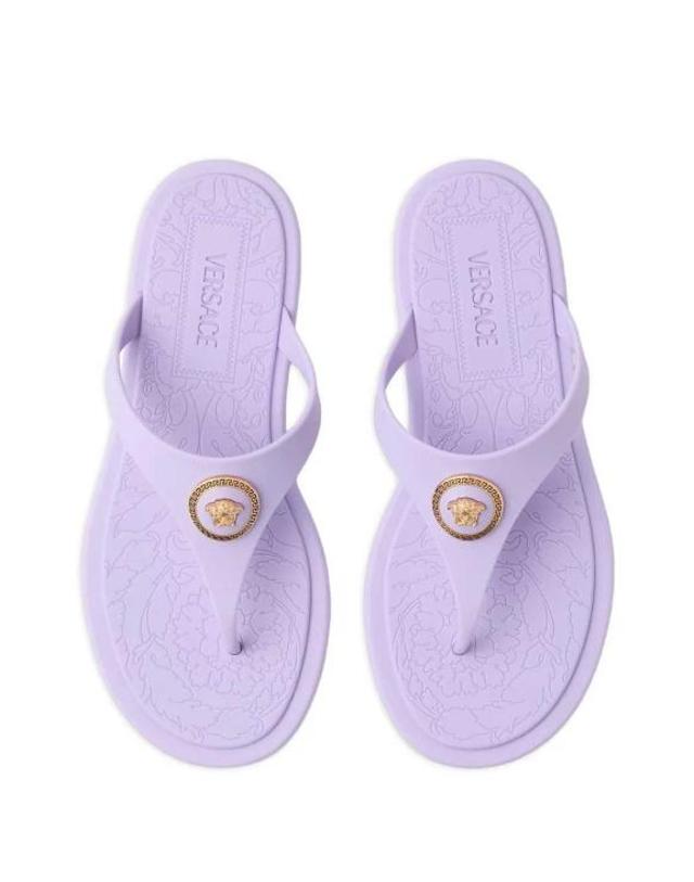 베르사체 [해외직구] 26FW 베르사체 알리아 러버 플랫 샌들 10162481A10983 1LI5V DUSTY LAVANDER ORO VERSACE 착용컷
