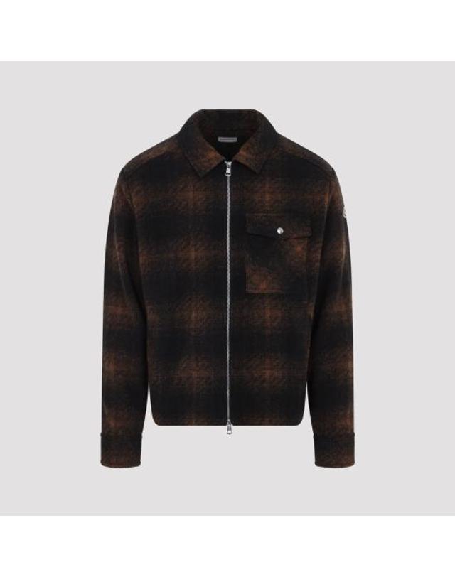 몽클레어 [해외직구] 26FW 몽클레어 체크 플란넬 집업 셔츠 자켓 L20912F0003589BKB F29 BROWN 착용컷