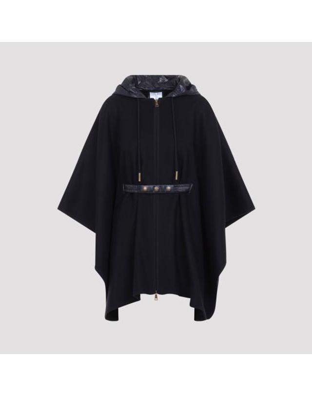 몽클레어 [해외직구] 26FW 몽클레어 패딩 울 혼방 후드 케이프 L20933G00019 599DP 778 NAVY 착용컷