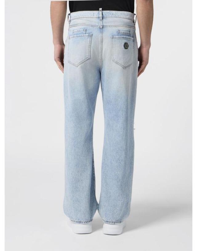 필립플레인 [해외직구] 26SS 필립 플레인 데님 팬츠 PAFCMDT4336PDE004N 07FP Denim 착용컷