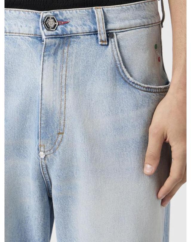 필립플레인 [해외직구] 26SS 필립 플레인 데님 팬츠 PAFCMDT4336PDE004N 07FP Denim 착용컷