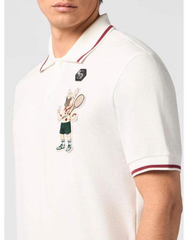 필립플레인 [해외직구] 26SS 필립 플레인 폴로 티셔츠 PAFCMTK9011PTE179N 01OF White 착용컷