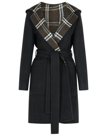 [해외직구] 25FW 버버리 리버시블 울 후드 랩 코트 8110898C1307 Black