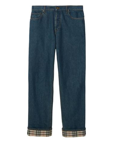 [해외직구] 26SS 버버리 스트레이트 체크 턴업 진 8116361 A1322 DENIM BLUE
