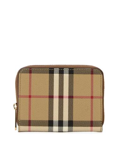 [해외직구] 버버리 스몰 체크 집 어라운드 월렛 8109810 A9534 BROWN