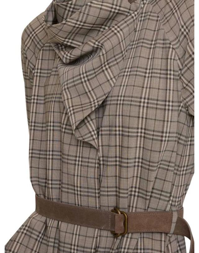버버리 [해외직구] 26SS 버버리 스카프 칼라 체크 울 드레스 8118175 X LINEN BEIGE MOLE GREY 착용컷