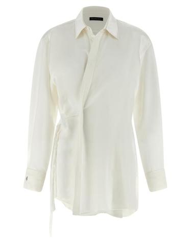 [해외직구] 26SS 발렌시아가 바이오테크 실크 새틴 랩 셔츠 857842TTN149002 White