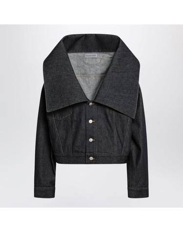 [해외직구] 26FW 발렌시아가 스탠딩 카라 크롭 박시 데님 자켓 A00977TVWA4 Blue