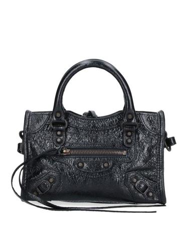 [해외직구] 26FW 발렌시아가 르 시티 나노 램스킨 탑핸들 토트백 8657642ACFH1000 BLACK