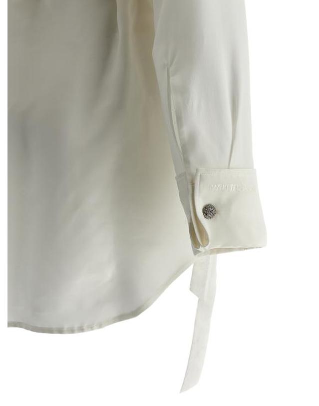 발렌시아가 [해외직구] 26SS 발렌시아가 바이오테크 실크 새틴 랩 셔츠 857842TTN149002 White 착용컷