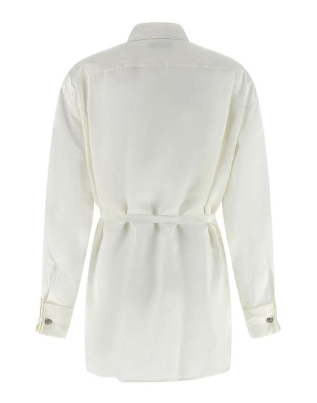 발렌시아가 [해외직구] 26SS 발렌시아가 바이오테크 실크 새틴 랩 셔츠 857842TTN149002 WHITE 착용컷