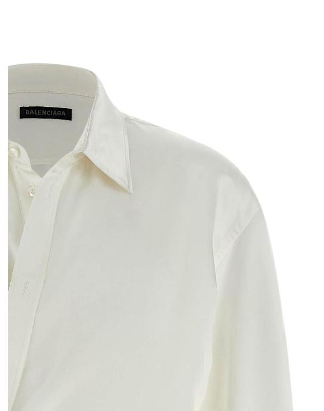 발렌시아가 [해외직구] 26SS 발렌시아가 바이오테크 실크 새틴 랩 셔츠 857842TTN149002 WHITE 착용컷