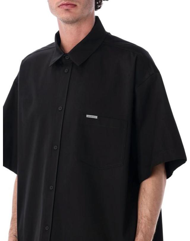 발렌시아가 [해외직구] 26SS 발렌시아가 반팔 셔츠 871286TSP13 1000 BLACK 착용컷