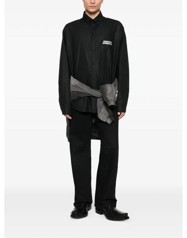 발렌시아가 [해외직구] 26SS 발렌시아가 커브드 니 팬츠 857194TTWA4 1000 BLACK 착용컷