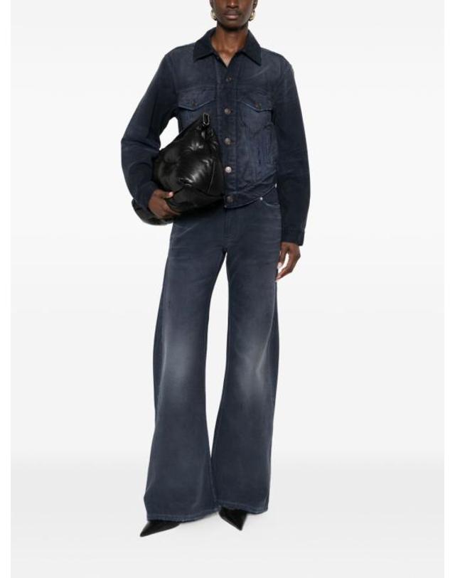 발렌시아가 [해외직구] 26SS 발렌시아가 커브드 Waist 팬츠 848019TTW648074 NAVYDBLUE 착용컷