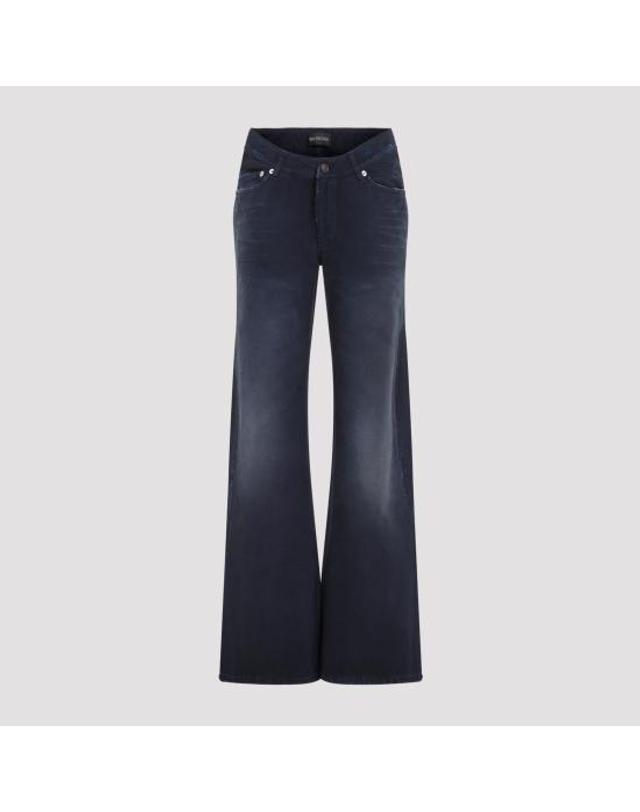 발렌시아가 [해외직구] 26SS 발렌시아가 커브드 Waist 팬츠 848019 TTW64 8074 NAVY DIRTY DARK BLUE 착용컷