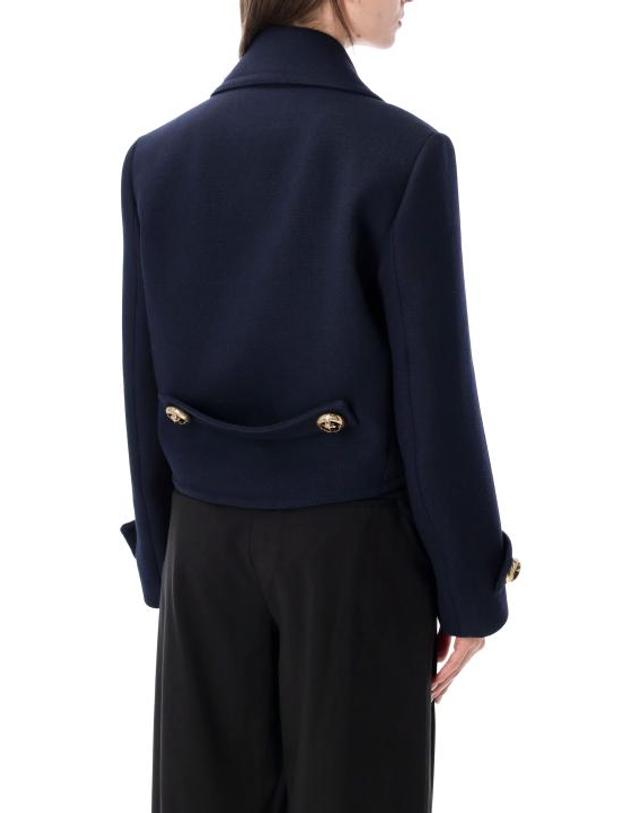 발렌시아가 [해외직구] 26FW 발렌시아가 크롭 피코트 크롭 피코트 A002D7TUU16 8065 NAVY 착용컷