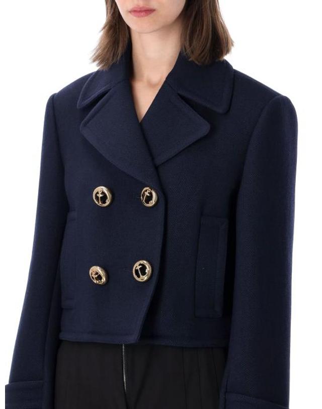 발렌시아가 [해외직구] 26FW 발렌시아가 크롭 피코트 크롭 피코트 A002D7TUU16 8065 NAVY 착용컷