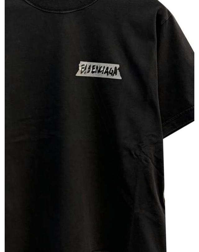 발렌시아가 [해외직구] 발렌시아가 마스킹 테이프 티셔츠 850990 TTVL61041 BLACK 착용컷