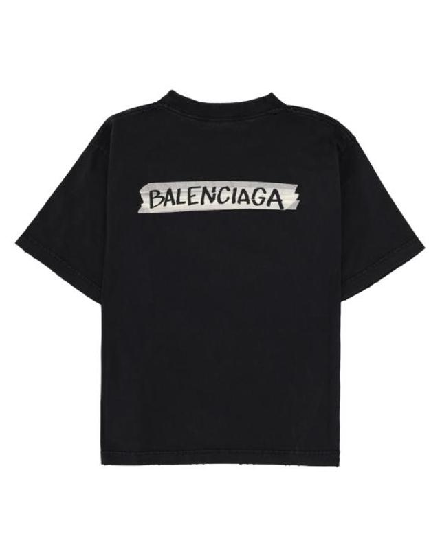 발렌시아가 [해외직구] 26FW 발렌시아가 마스킹 테이프 티셔츠 850990 TTVL61041 BLACK 착용컷