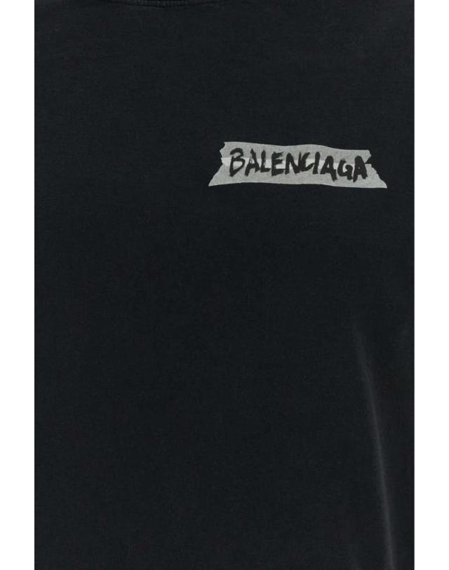 발렌시아가 [해외직구] 26SS 발렌시아가 마스킹 테이프 티셔츠 850990TTVL6 1041 BLACK 착용컷