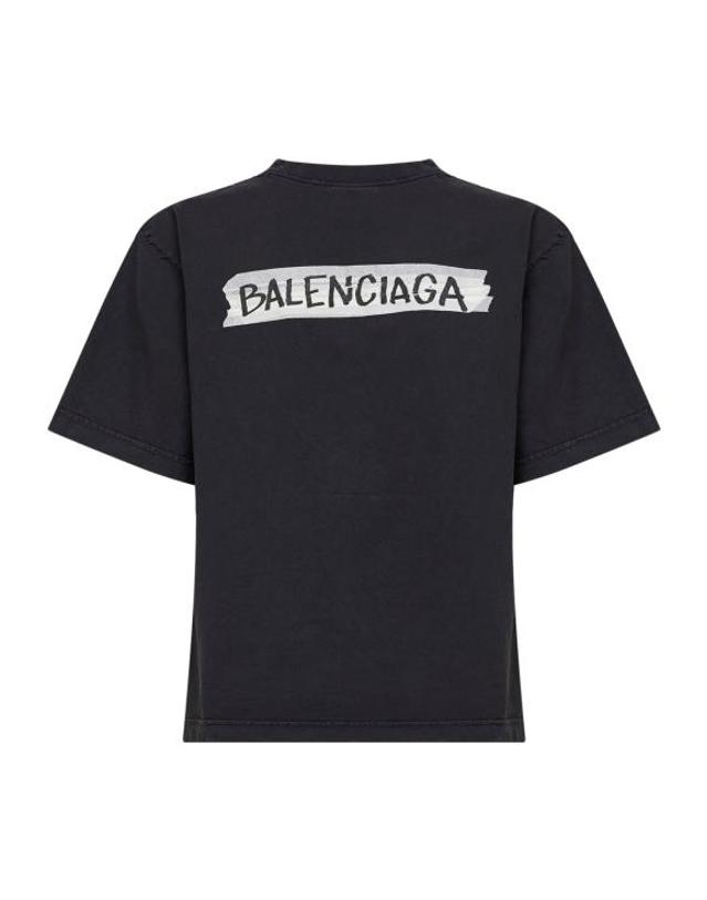 발렌시아가 [해외직구] 26SS 발렌시아가 마스킹 테이프 티셔츠 850990TTVL61041 BLACK 착용컷