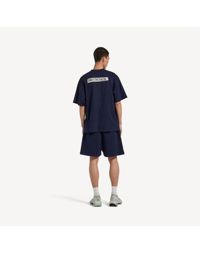 발렌시아가 [해외직구] 26FW 발렌시아가 마스킹 테이프 티셔츠 미디움 핏 764235TTVL6 8065 NAVY 착용컷