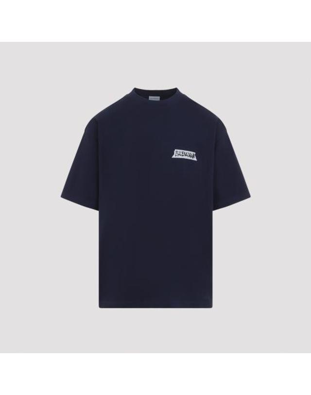 발렌시아가 [해외직구] 26FW 발렌시아가 마스킹 테이프 티셔츠 미디움 핏 764235 TTVL6 8065 NAVY 착용컷