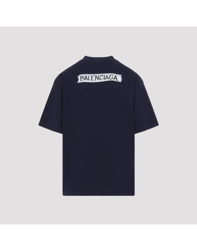 발렌시아가 [해외직구] 26FW 발렌시아가 마스킹 테이프 티셔츠 미디움 핏 764235 TTVL6 8065 NAVY 착용컷