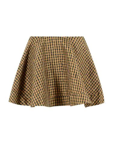 [해외직구] 26SS 가니 크링클 체크 미니 서클 스커트 A1090074925 Brown