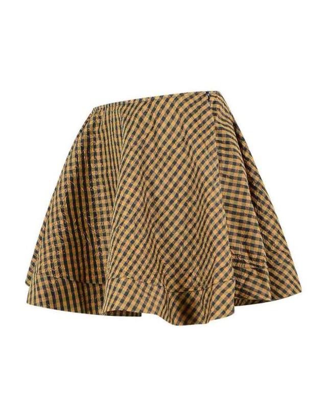 가니 [해외직구] 26SS 가니 크링클 체크 미니 서클 스커트 A1090074925 Brown 착용컷