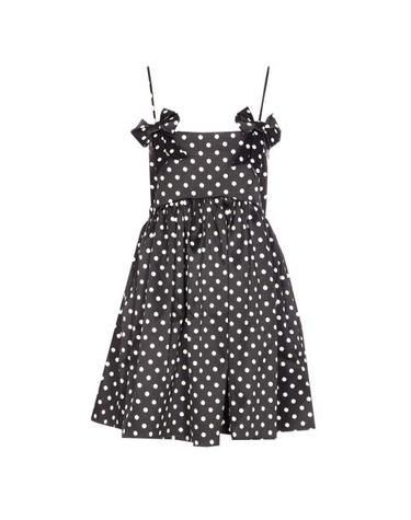 [해외직구] 26SS 가니 폴카 도트 새틴 미니 드레스 A1030193 099 Black