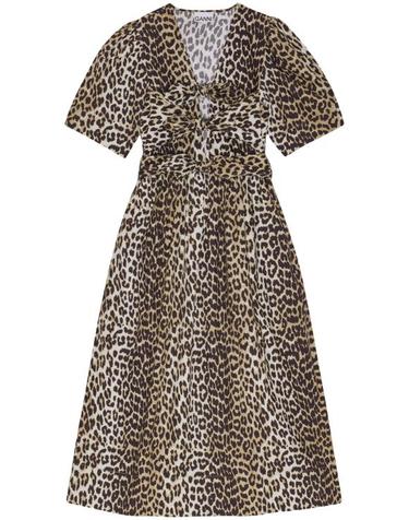 [해외직구] 26SS 가니 레오파드 프린트 코튼 드레스 W0373 943 Marrone