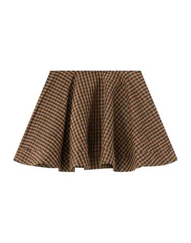 [해외직구] 26SS 가니 크링클 체크 미니 서클 스커트 A1090074 925 TOBACCO BROWN