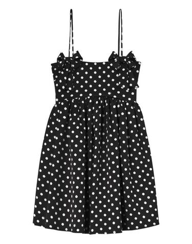 [해외직구] 26SS 가니 폴카 도트 새틴 미니 드레스 A1030193 099 Black