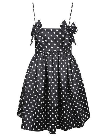[해외직구] 26SS 가니 폴카 도트 새틴 미니 드레스 A1030193099 Black