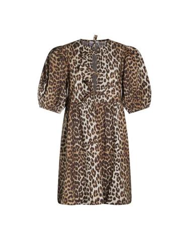 [해외직구] 26SS 가니 프린티드 타이 스트링 포플린 미니 드레스 F9758 943 LEOPARD