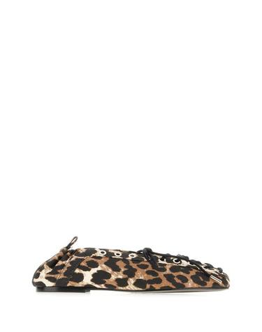 [해외직구] 25FW 가니 레오파드 프린트 데님 아일렛 레이스업 발레리나 플랫 슈즈 S29614929 943 LEOPARD