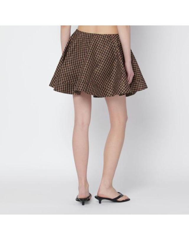 가니 [해외직구] 26SS 가니 크링클 체크 미니 서클 스커트 A109007410730 925 BROWN 착용컷