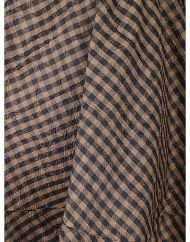 가니 [해외직구] 26SS 가니 크링클 체크 미니 서클 스커트 A1090074 925 TOBACCO BROWN 착용컷