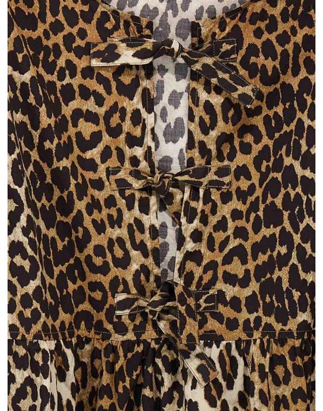 가니 [해외직구] 26SS 가니 프린티드 타이 스트링 포플린 미니 드레스 F9758943 ANIMAL PRINT 착용컷