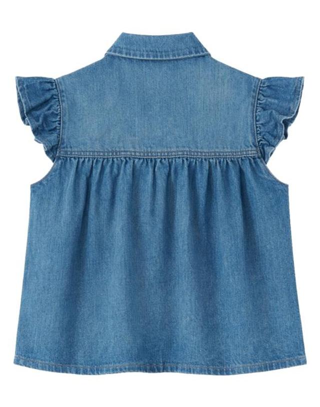 가니 [해외직구] 26SS 가니 데님 러플 탑 A1040047 091 DENIM 착용컷