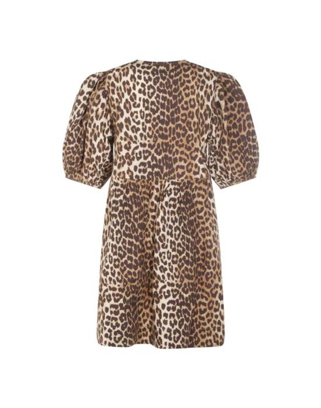 가니 [해외직구] 26SS 가니 프린티드 타이 스트링 포플린 미니 드레스 F9758 943 LEOPARD 착용컷