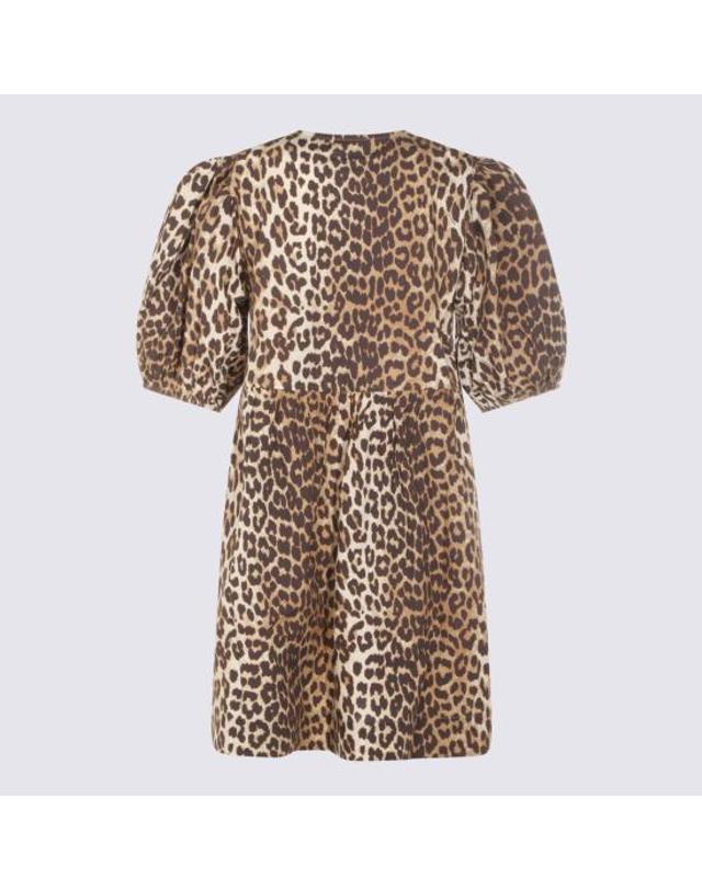 가니 [해외직구] 26SS 가니 프린티드 타이 스트링 포플린 미니 드레스 F9758 943 LEOPARD 착용컷