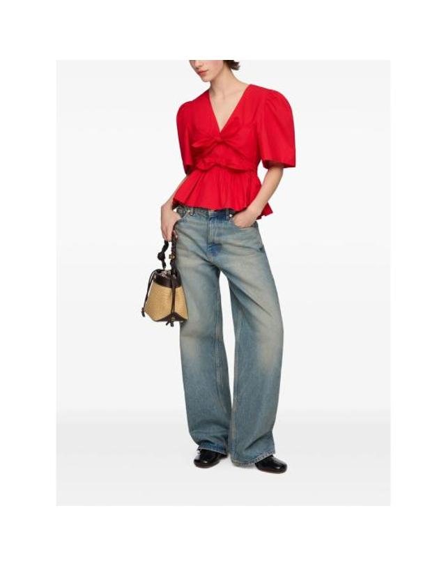 가니 [해외직구] 26FW 가니 블라우스 A1040485 474 RED 착용컷