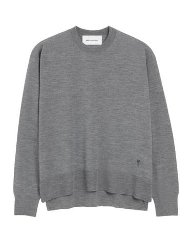 [해외직구] 26SS 아미 씬 울 크루넥 아미 드 하트 스웨터 UKS856KN00660516 Grey