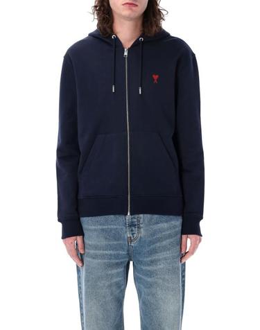 [해외직구] 26FW 아미 스몰 하트 로고 루프백 오가닉 코튼 플리스 후드 집업 BFUSW435730 430 NAVY